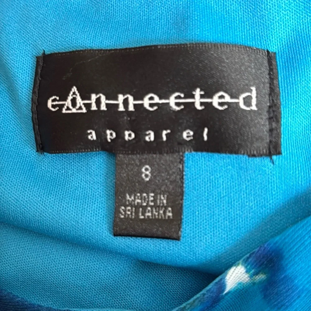 Connected Apparel Blue and Green Patterned Dress Size 8 - Picture 3 of 8